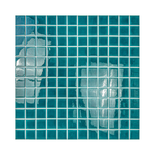 Oceanic Opal Series Teal Blue Crackle Porcelain Mosaic