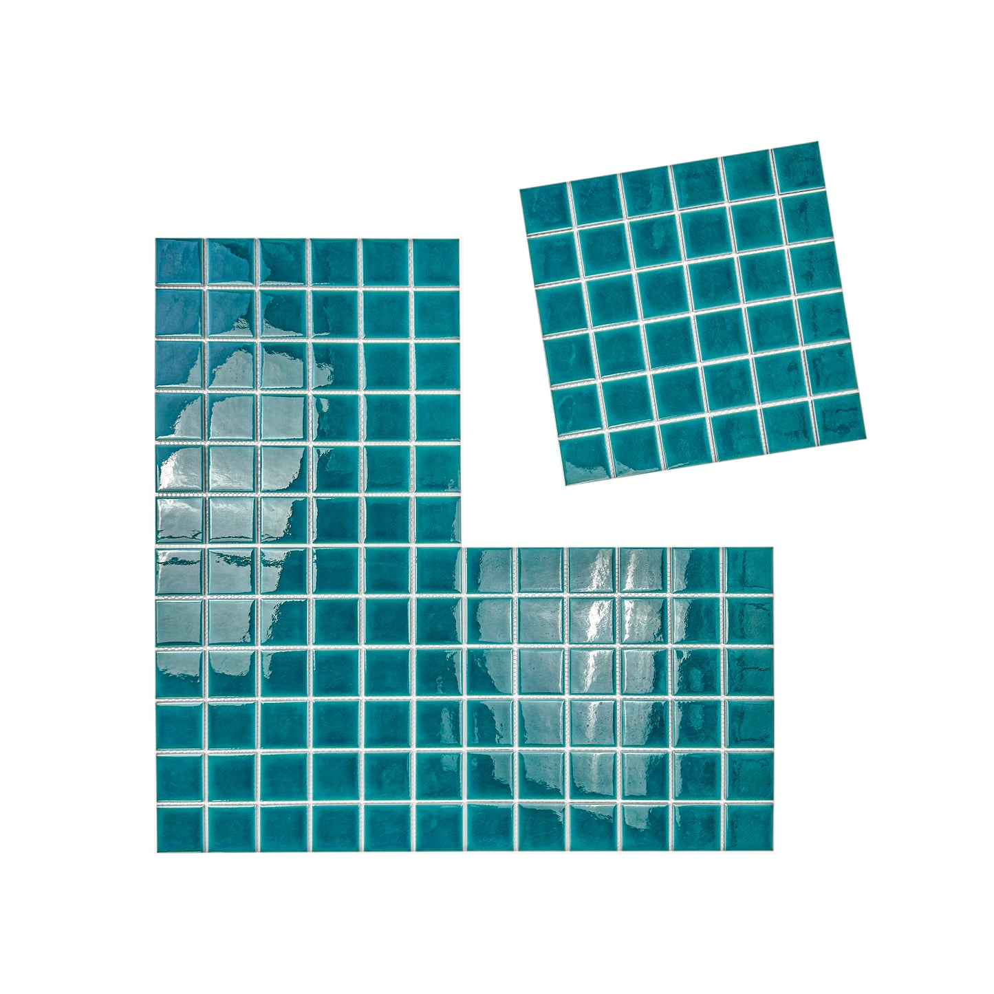 Oceanic Opal Series Teal Blue Crackle Porcelain Mosaic