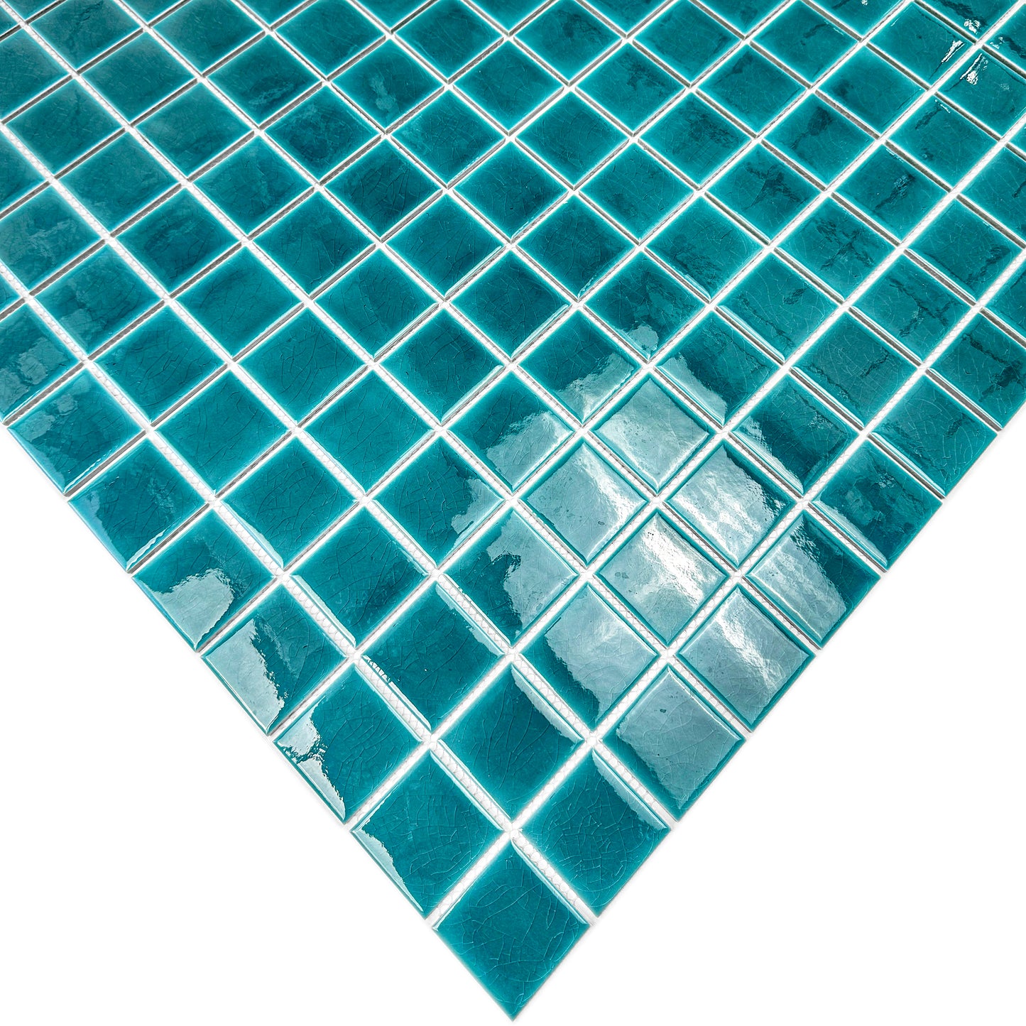 Oceanic Opal Series Teal Blue Crackle Porcelain Mosaic