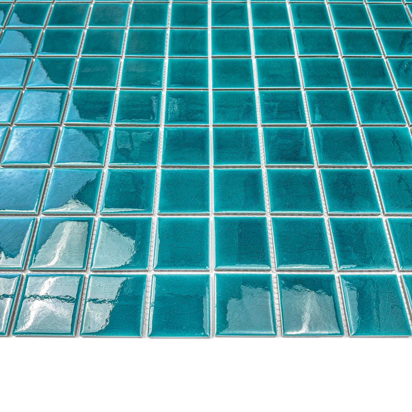 Oceanic Opal Series Teal Blue Crackle Porcelain Mosaic