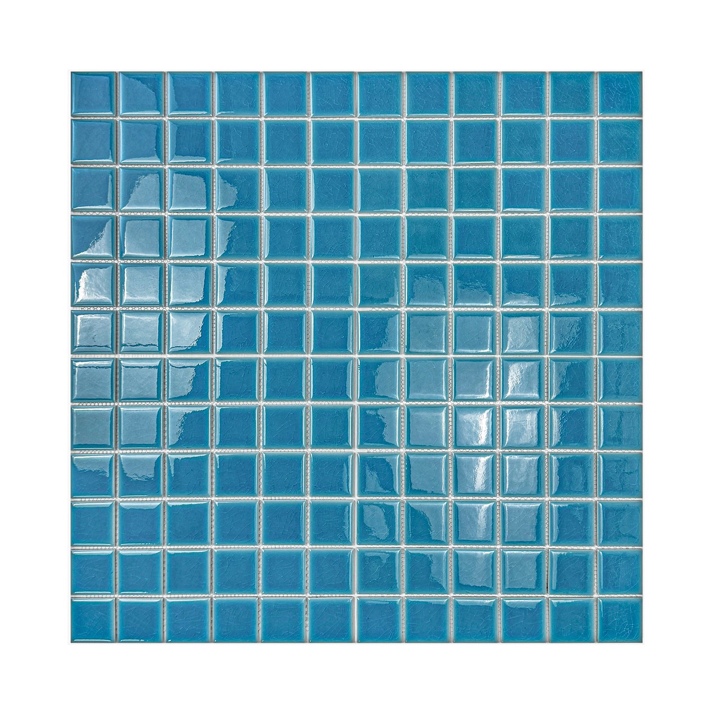 Oceanic Opal Series Cyan Blue Crackle Porcelain Mosaic