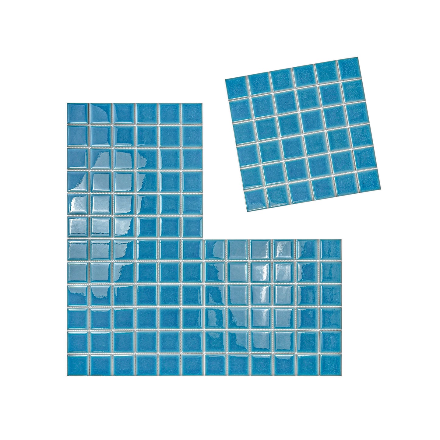 Oceanic Opal Series Cyan Blue Crackle Porcelain Mosaic