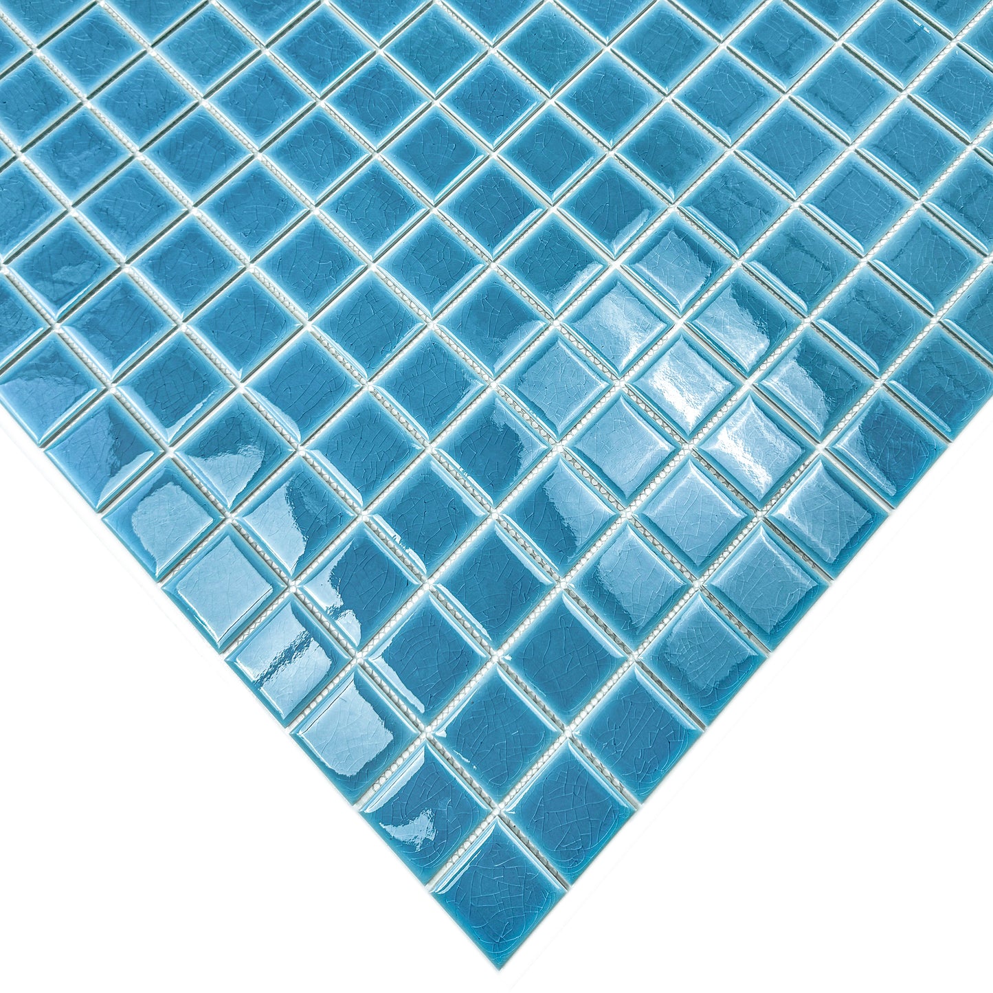 Oceanic Opal Series Cyan Blue Crackle Porcelain Mosaic