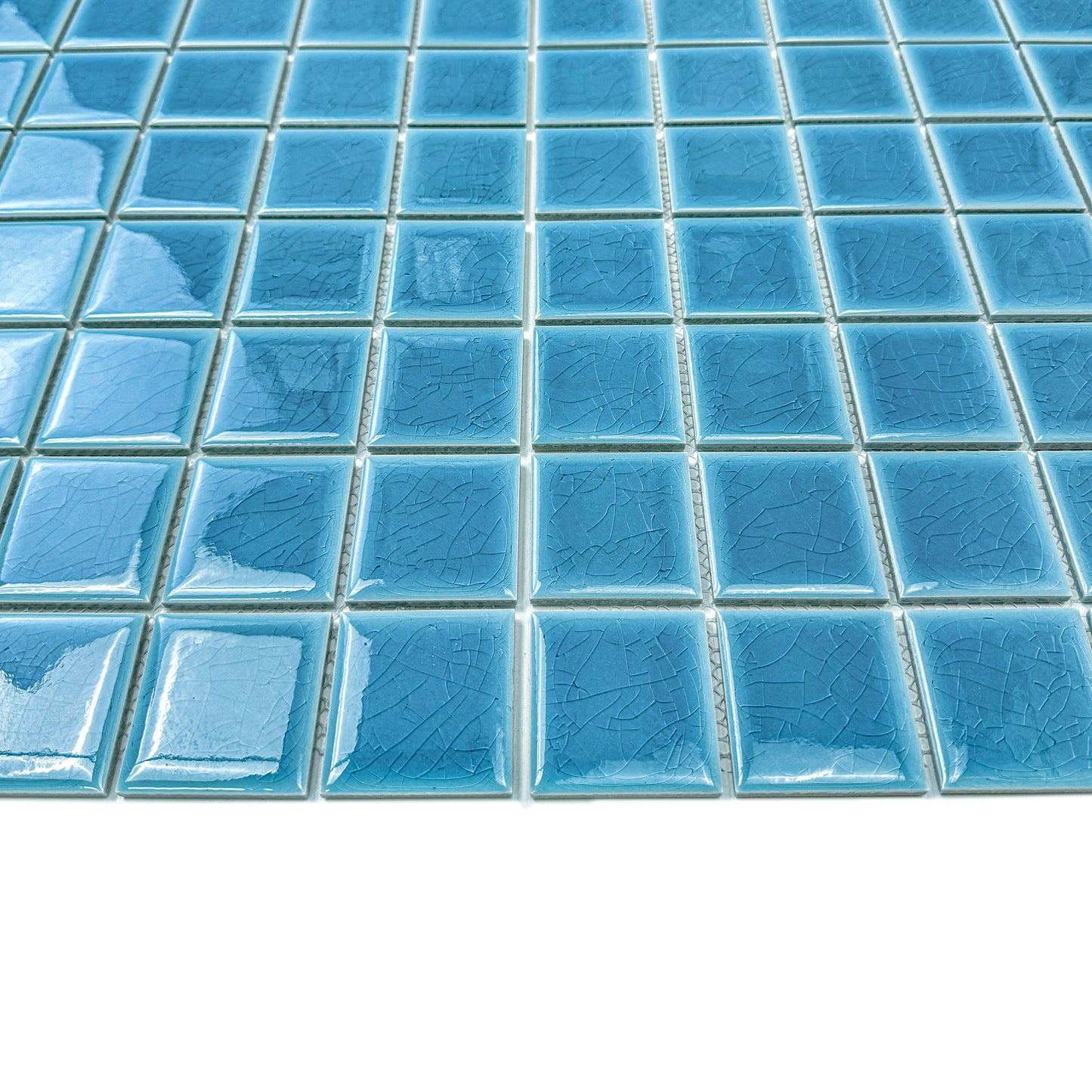 Oceanic Opal Series Cyan Blue Crackle Porcelain Mosaic