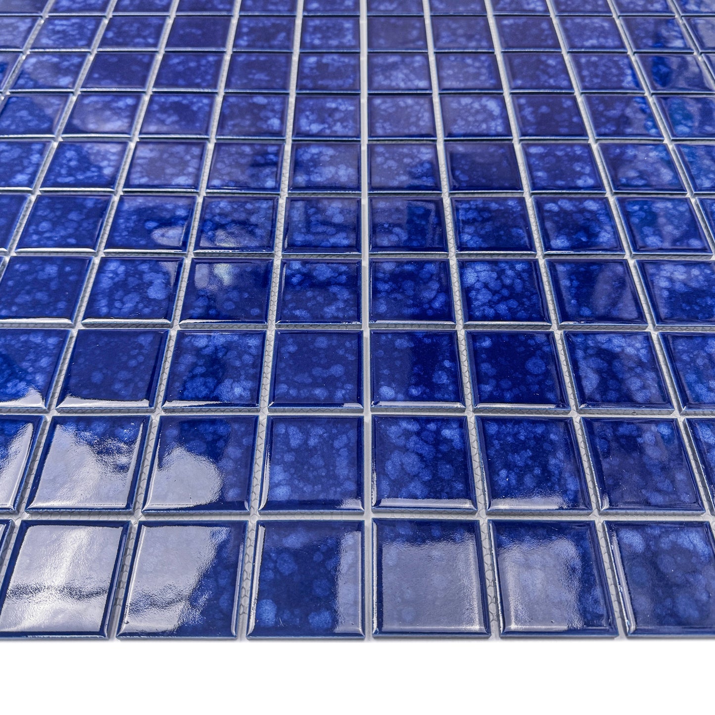 Midnight Splendor Series Oriental Blue Iced Flower Crystalline Glazed Porcelain Mosaic