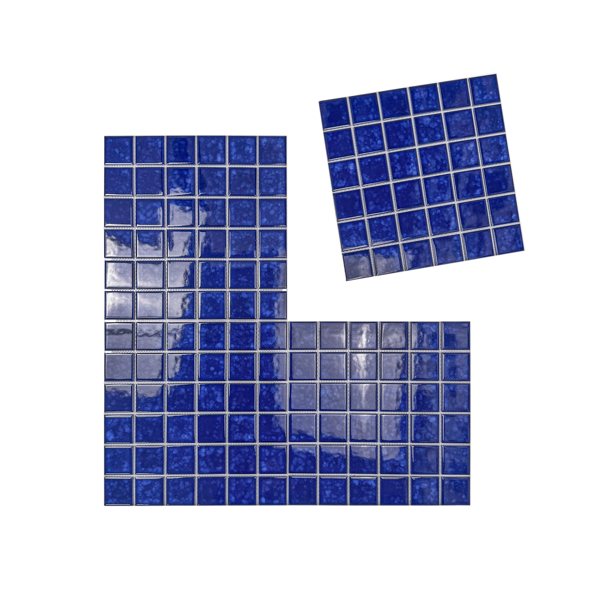 Midnight Splendor Series Oriental Blue Iced Flower Crystalline Glazed Porcelain Mosaic