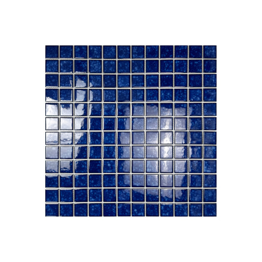 Midnight Splendor Series Navy Blue Ice Flower Crystalline Glazed Porcelain Mosaic