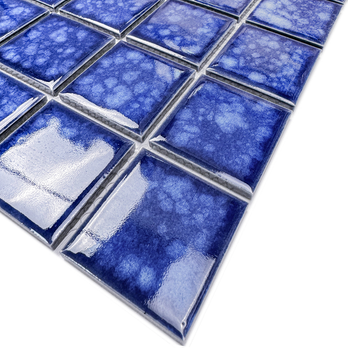 Midnight Splendor Series Navy Blue Ice Flower Crystalline Glazed Porcelain Mosaic