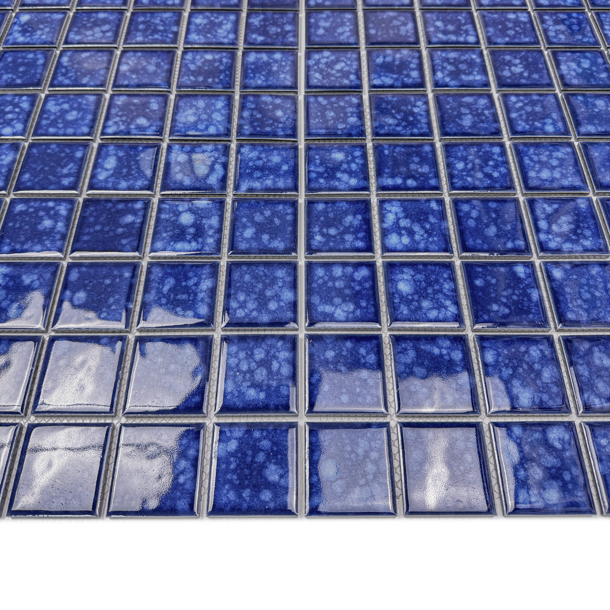 Midnight Splendor Series Navy Blue Ice Flower Crystalline Glazed Porcelain Mosaic