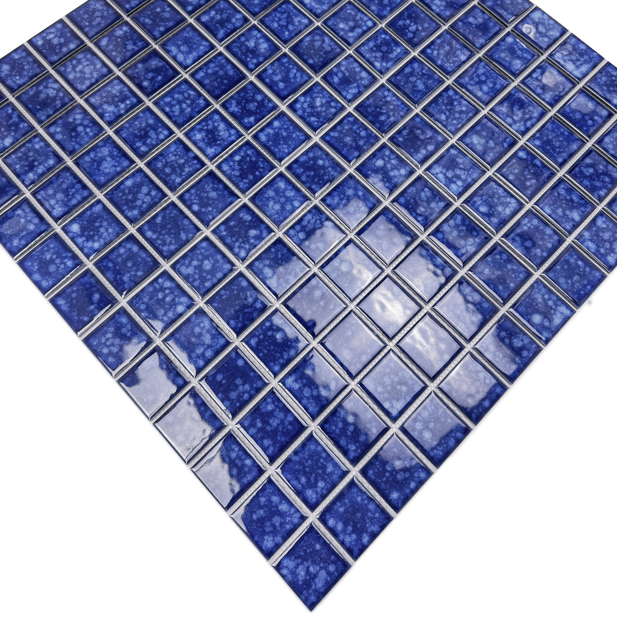 Midnight Splendor Series Navy Blue Ice Flower Crystalline Glazed Porcelain Mosaic