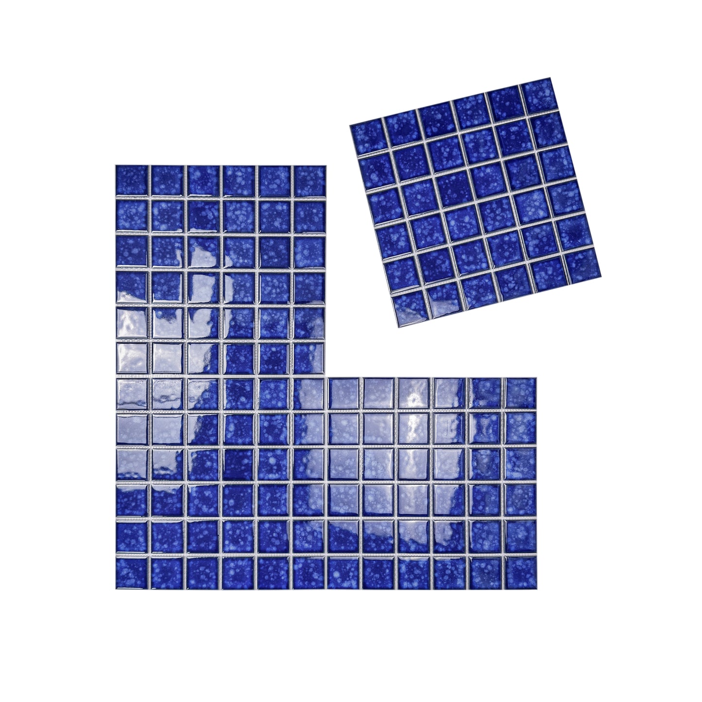 Midnight Splendor Series Navy Blue Ice Flower Crystalline Glazed Porcelain Mosaic