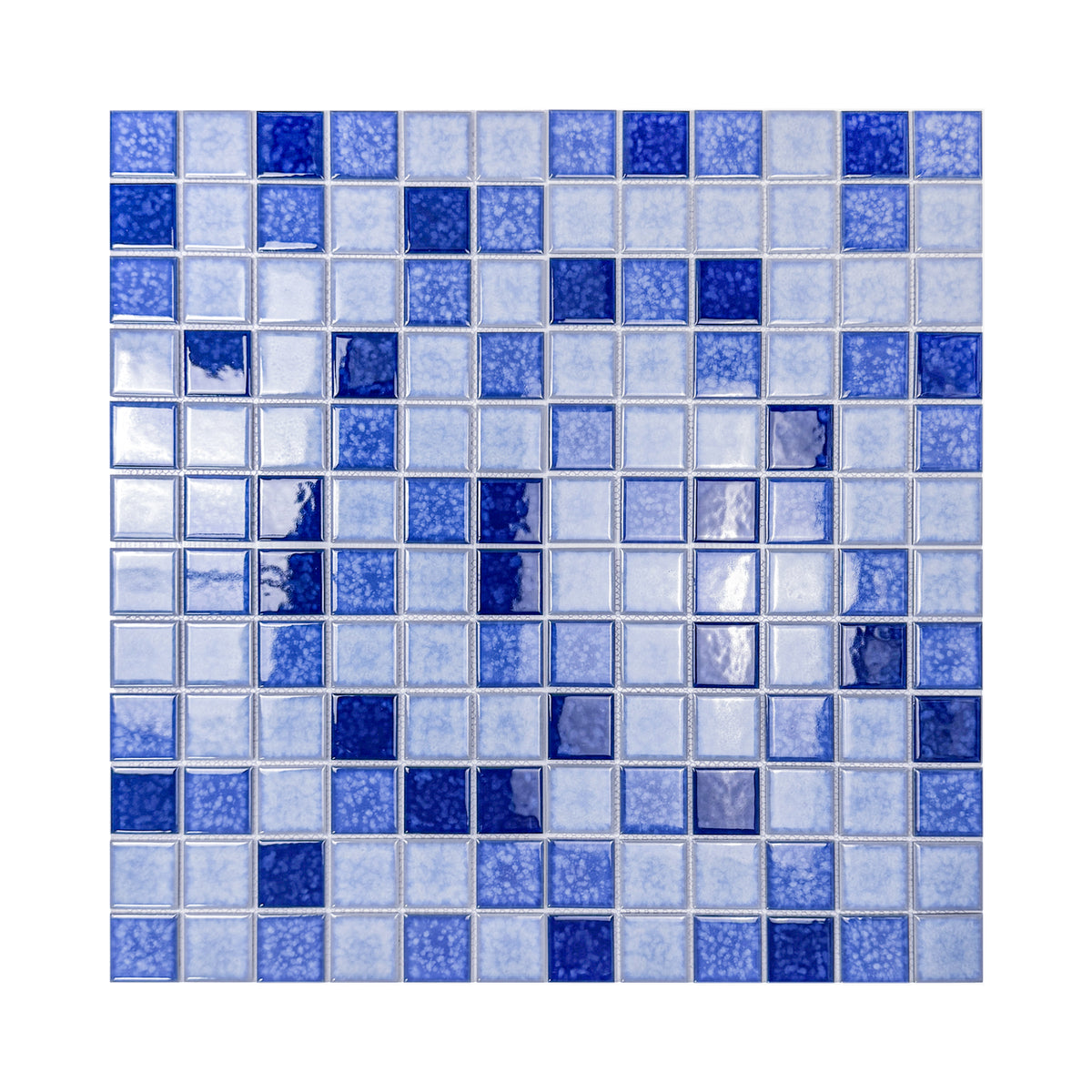 Midnight Splendor Series Powder Blue & Navy Blue & Prussian Blue Mixed  Lightning Texture Crystalline Glazed Porcelain Mosaic