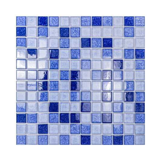 Midnight Splendor Series Powder Blue & Navy Blue & Prussian Blue Mixed  Lightning Texture Crystalline Glazed Porcelain Mosaic