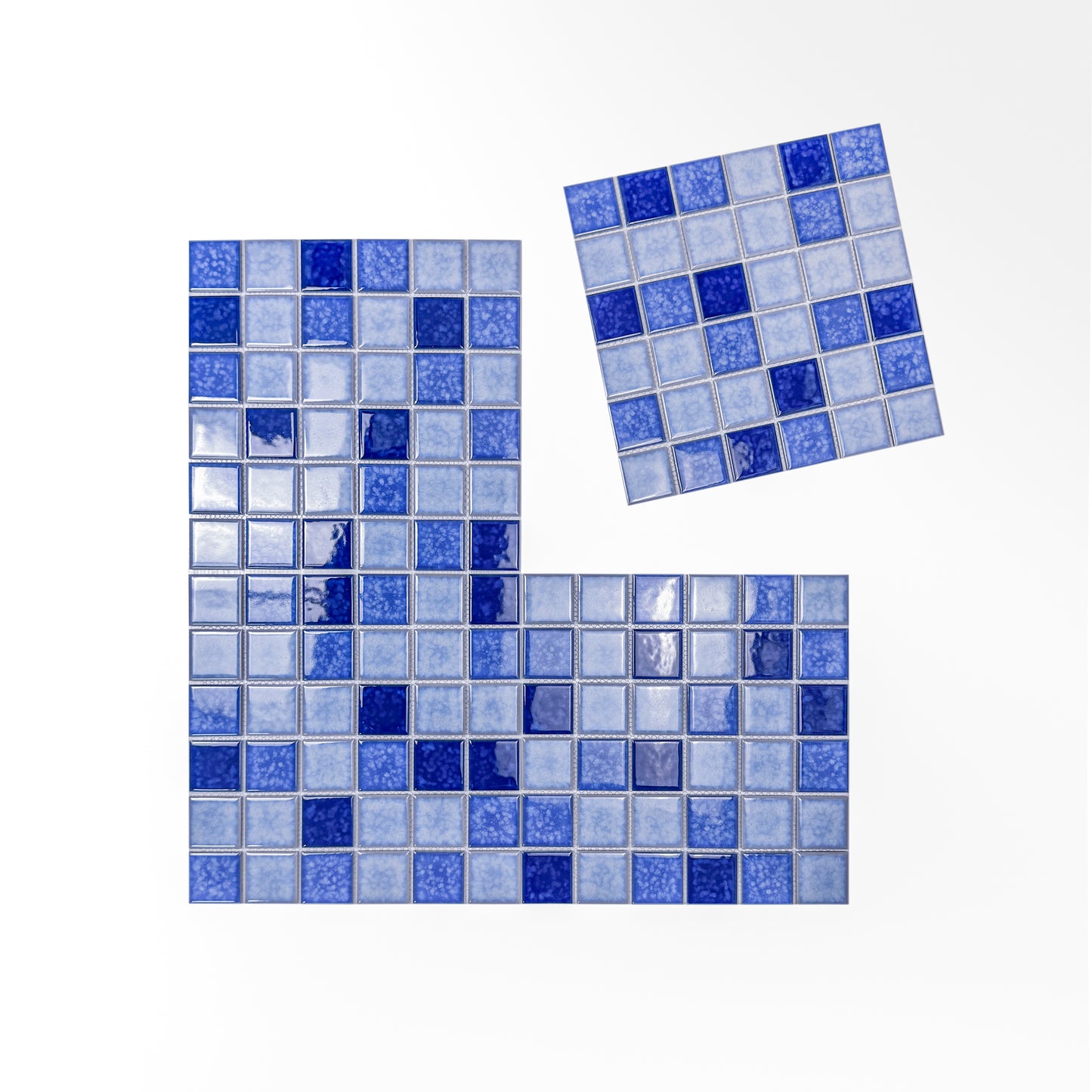 Midnight Splendor Series Powder Blue & Navy Blue & Prussian Blue Mixed  Lightning Texture Crystalline Glazed Porcelain Mosaic