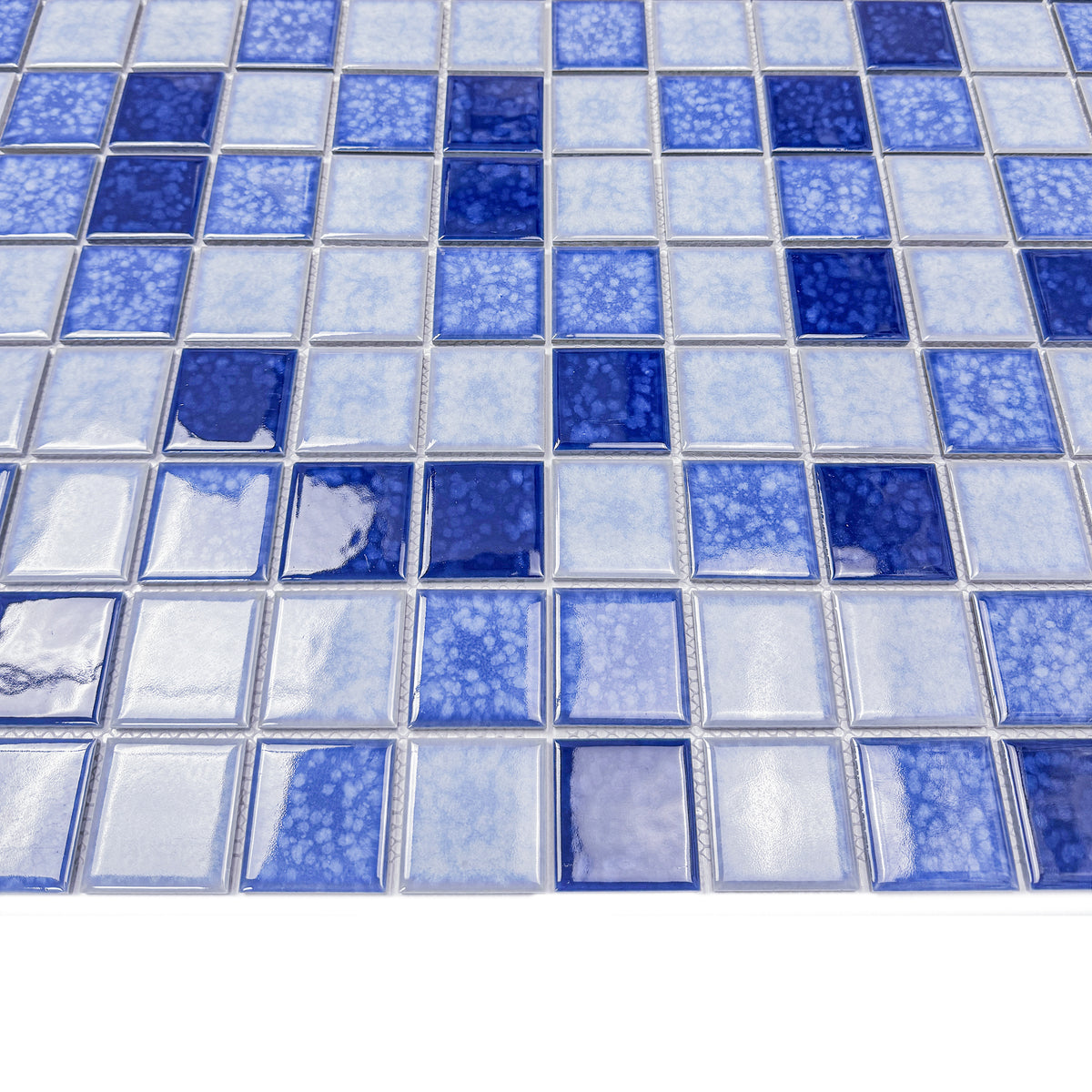 Midnight Splendor Series Powder Blue & Navy Blue & Prussian Blue Mixed  Lightning Texture Crystalline Glazed Porcelain Mosaic