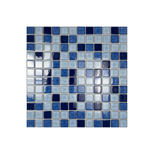 Midnight Splendor Series Powder Blue & Navy Blue & Prussian Blue Mixed  Lightning Texture Crystalline Glazed Porcelain Mosaic