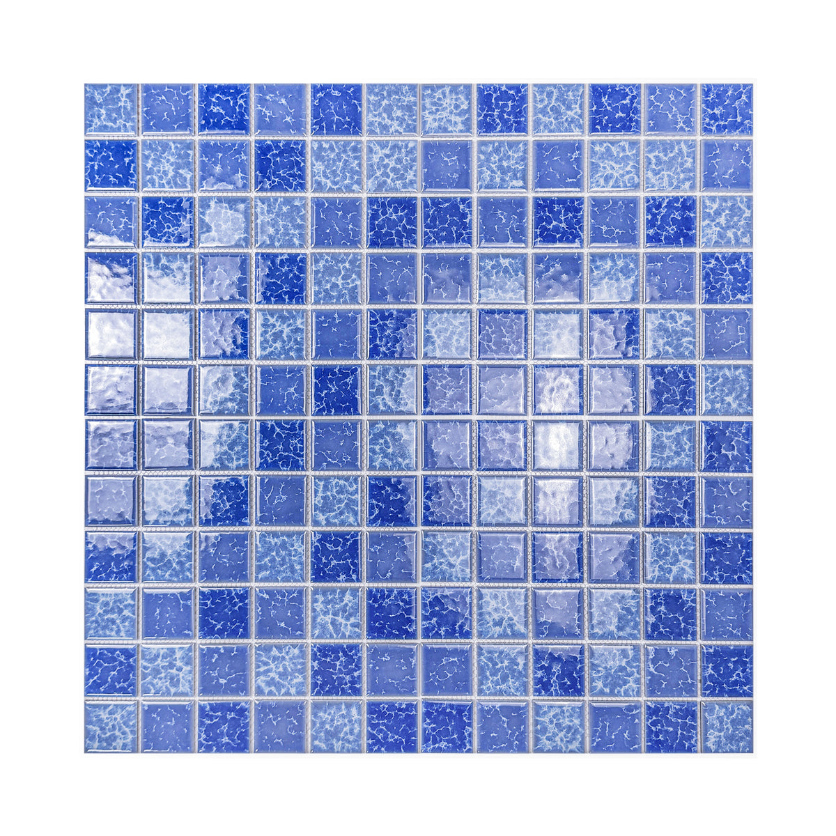 Midnight Splendor Series Sky Blue & Ultra Marine Blue  Mixed Lightning Texture Crystalline Glazed Porcelain Mosaic