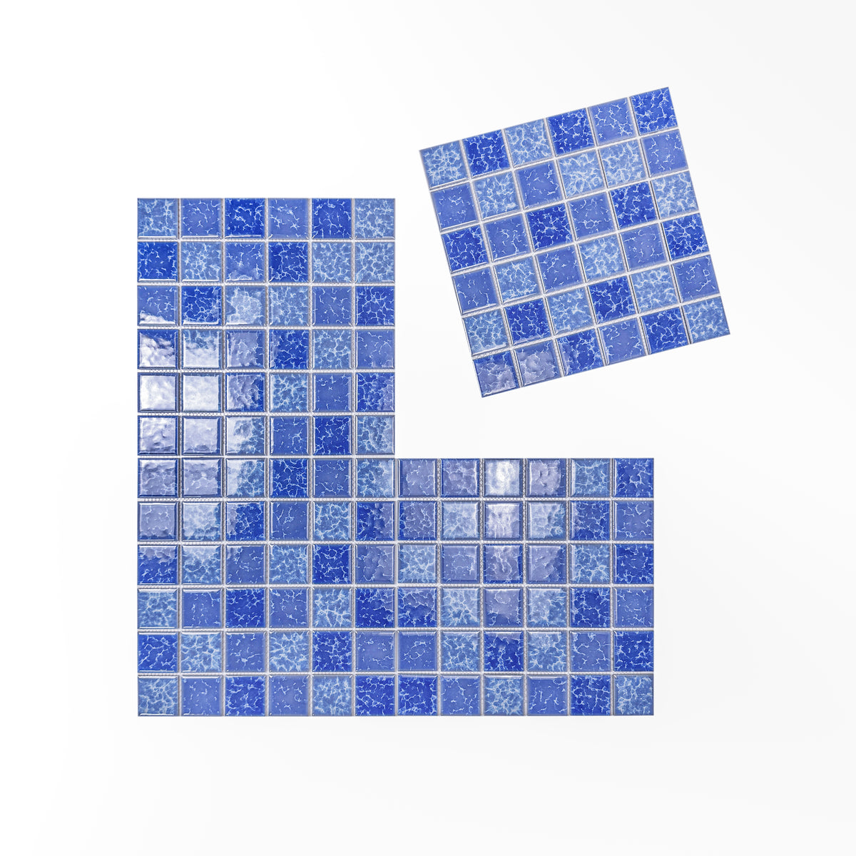 Midnight Splendor Series Sky Blue & Ultra Marine Blue  Mixed Lightning Texture Crystalline Glazed Porcelain Mosaic