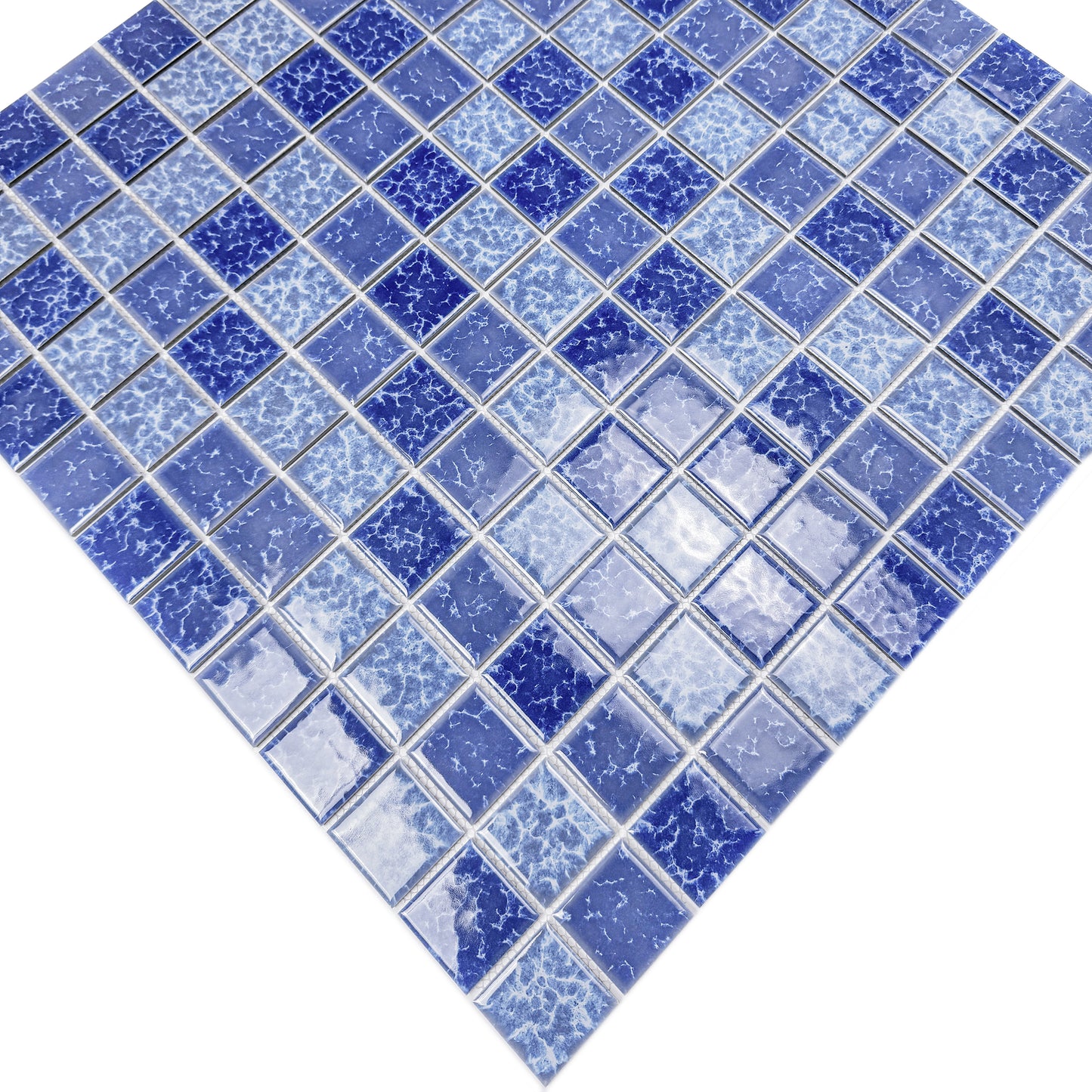 Midnight Splendor Series Sky Blue & Ultra Marine Blue  Mixed Lightning Texture Crystalline Glazed Porcelain Mosaic