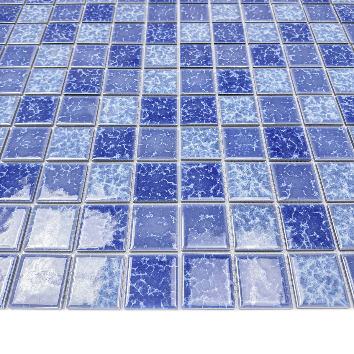 Midnight Splendor Series Sky Blue & Ultra Marine Blue  Mixed Lightning Texture Crystalline Glazed Porcelain Mosaic