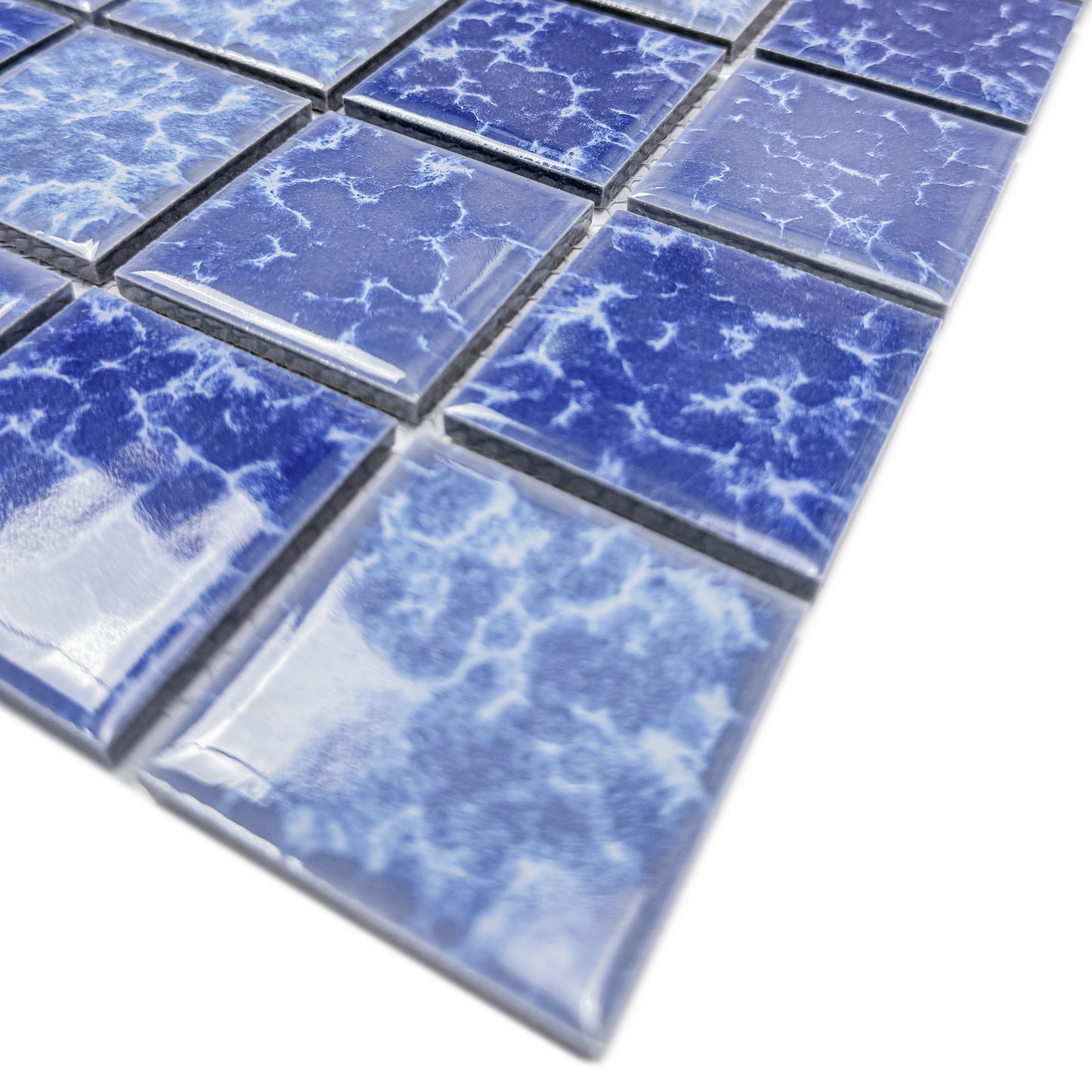 Midnight Splendor Series Sky Blue & Ultra Marine Blue  Mixed Lightning Texture Crystalline Glazed Porcelain Mosaic