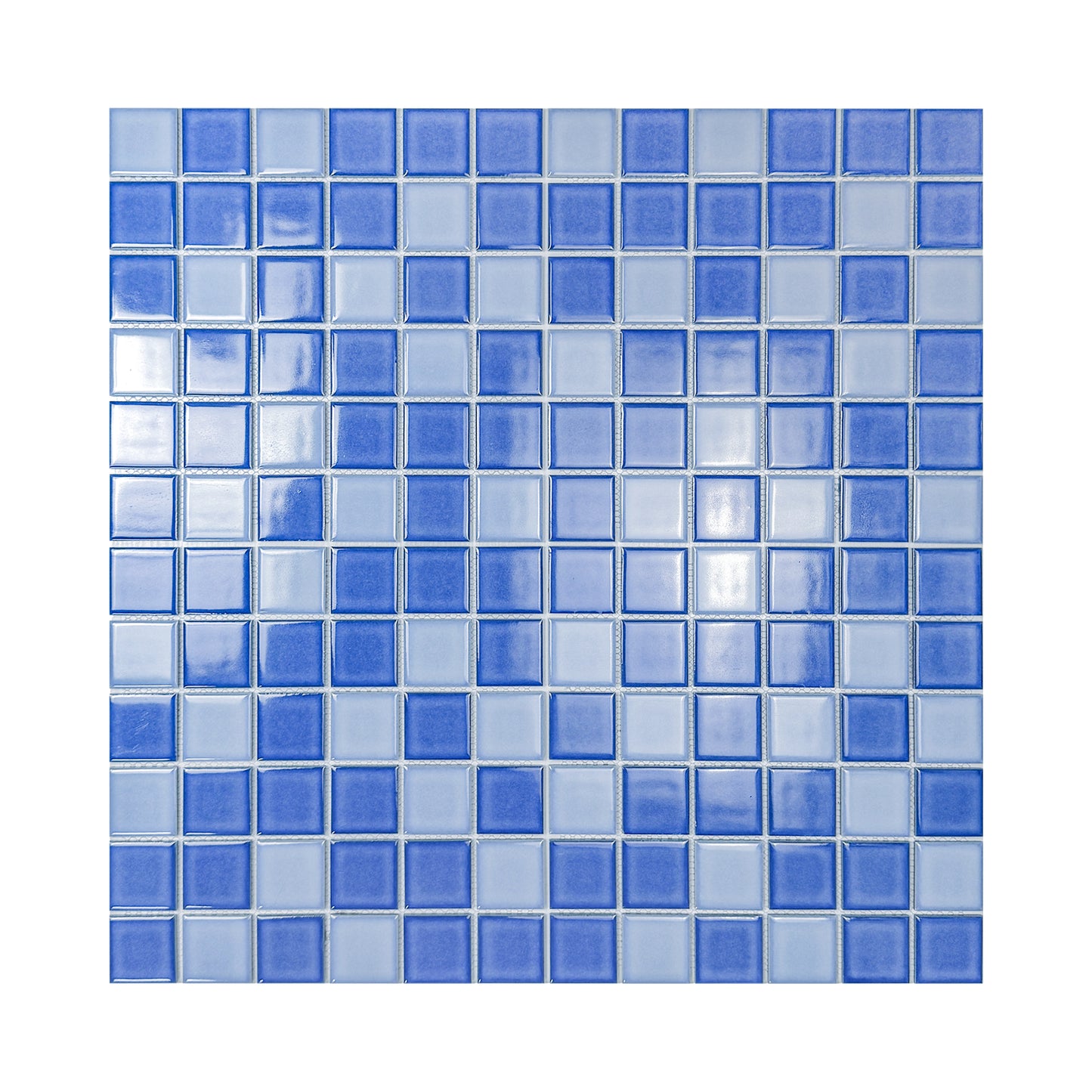 Midnight Splendor Series Sky Blue & Cobalt Blue Mixed Plain Deisgn Crystalline Glazed Porcelain Mosaic