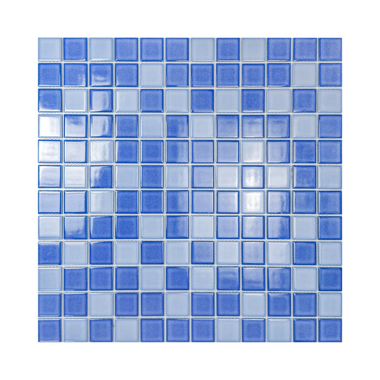 Midnight Splendor Series Sky Blue & Cobalt Blue Mixed Plain Deisgn Crystalline Glazed Porcelain Mosaic