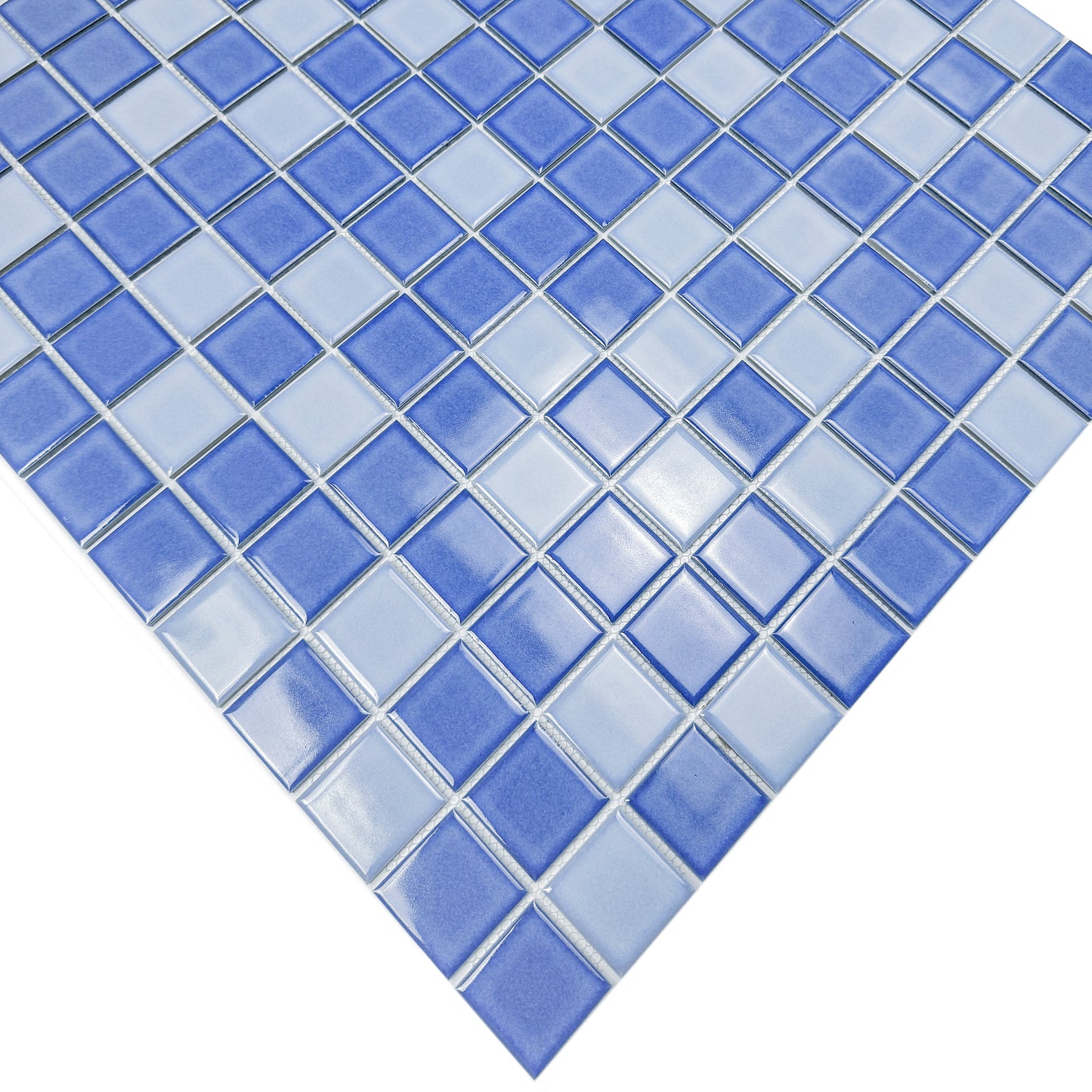 Midnight Splendor Series Sky Blue & Cobalt Blue Mixed Plain Deisgn Crystalline Glazed Porcelain Mosaic