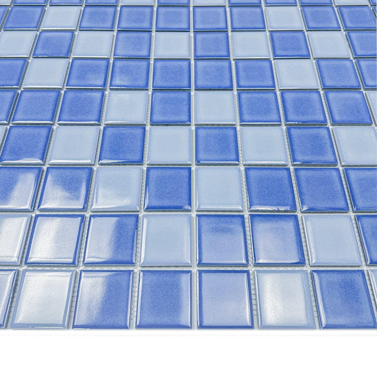 Midnight Splendor Series Sky Blue & Cobalt Blue Mixed Plain Deisgn Crystalline Glazed Porcelain Mosaic