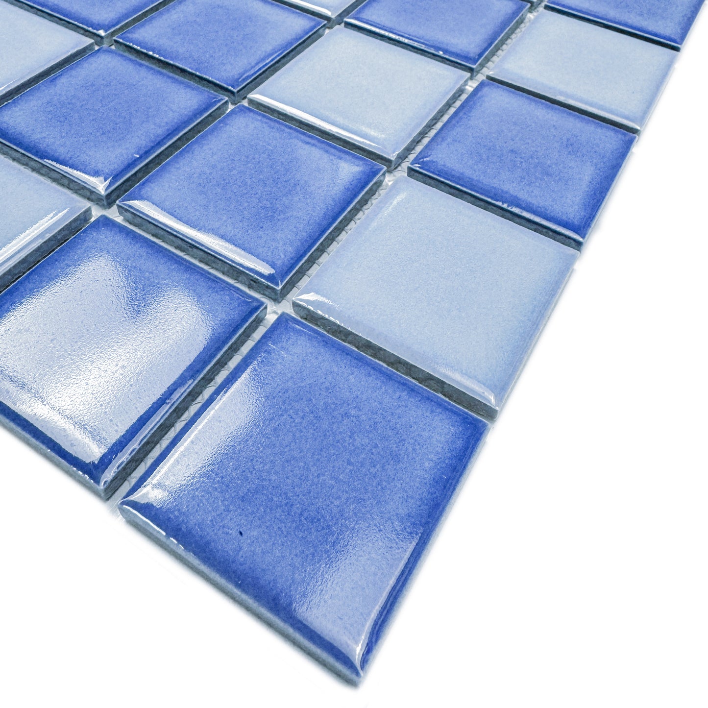 Midnight Splendor Series Sky Blue & Cobalt Blue Mixed Plain Deisgn Crystalline Glazed Porcelain Mosaic