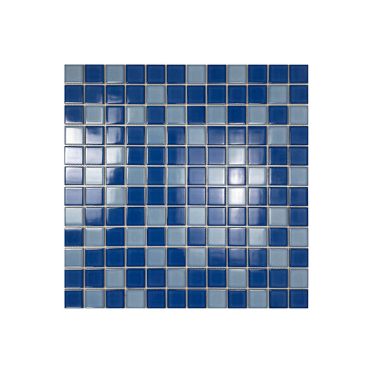 Midnight Splendor Series Sky Blue & Cobalt Blue Mixed Plain Deisgn Crystalline Glazed Porcelain Mosaic