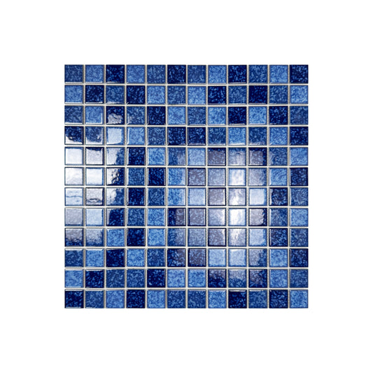 Midnight Splendor Series Sky Blue & Cobalte Blue & Midnight Blue Mixed Iced Flower Texture Crystalline Glazed Porcelain Mosaic