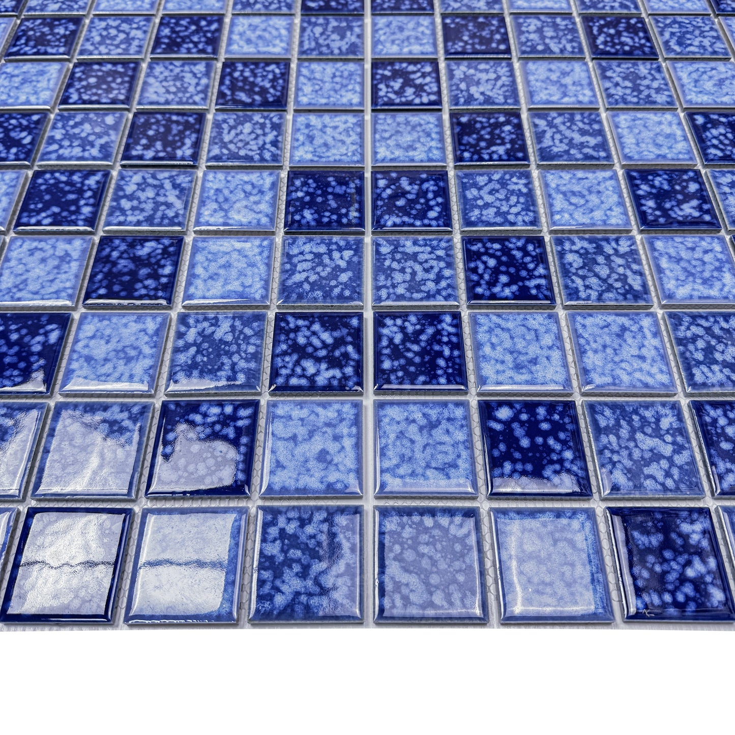 Midnight Splendor Series Sky Blue & Cobalte Blue & Midnight Blue Mixed Iced Flower Texture Crystalline Glazed Porcelain Mosaic