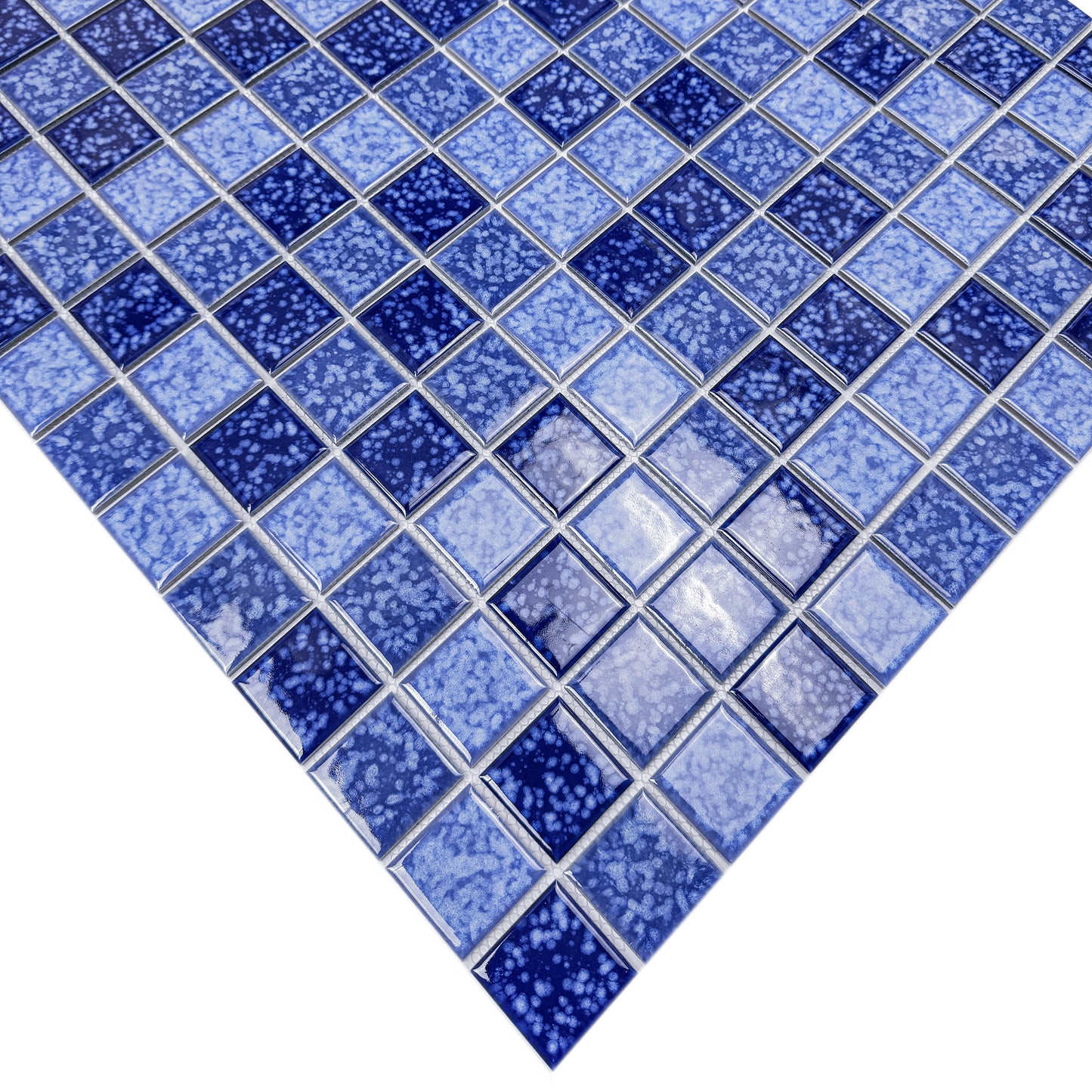 Midnight Splendor Series Sky Blue & Cobalte Blue & Midnight Blue Mixed Iced Flower Texture Crystalline Glazed Porcelain Mosaic