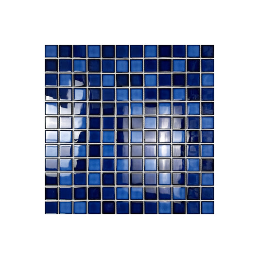 Midnight Splendor Series Sky Blue & Cobalt Blue & Prussian Blue Mixed Plain Design Crystalline Glazed Porcelain Mosaic