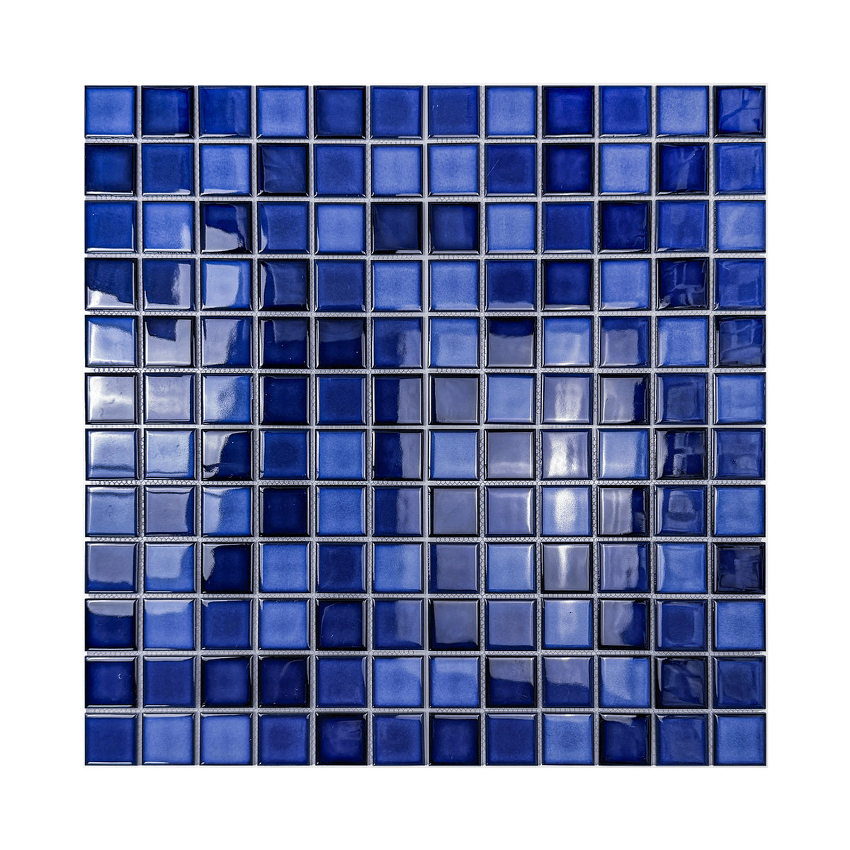 Midnight Splendor Series Sky Blue & Cobalt Blue & Prussian Blue Mixed Plain Design Crystalline Glazed Porcelain Mosaic