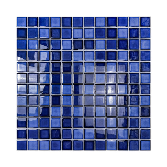 Midnight Splendor Series Sky Blue & Cobalt Blue & Prussian Blue Mixed Plain Design Crystalline Glazed Porcelain Mosaic