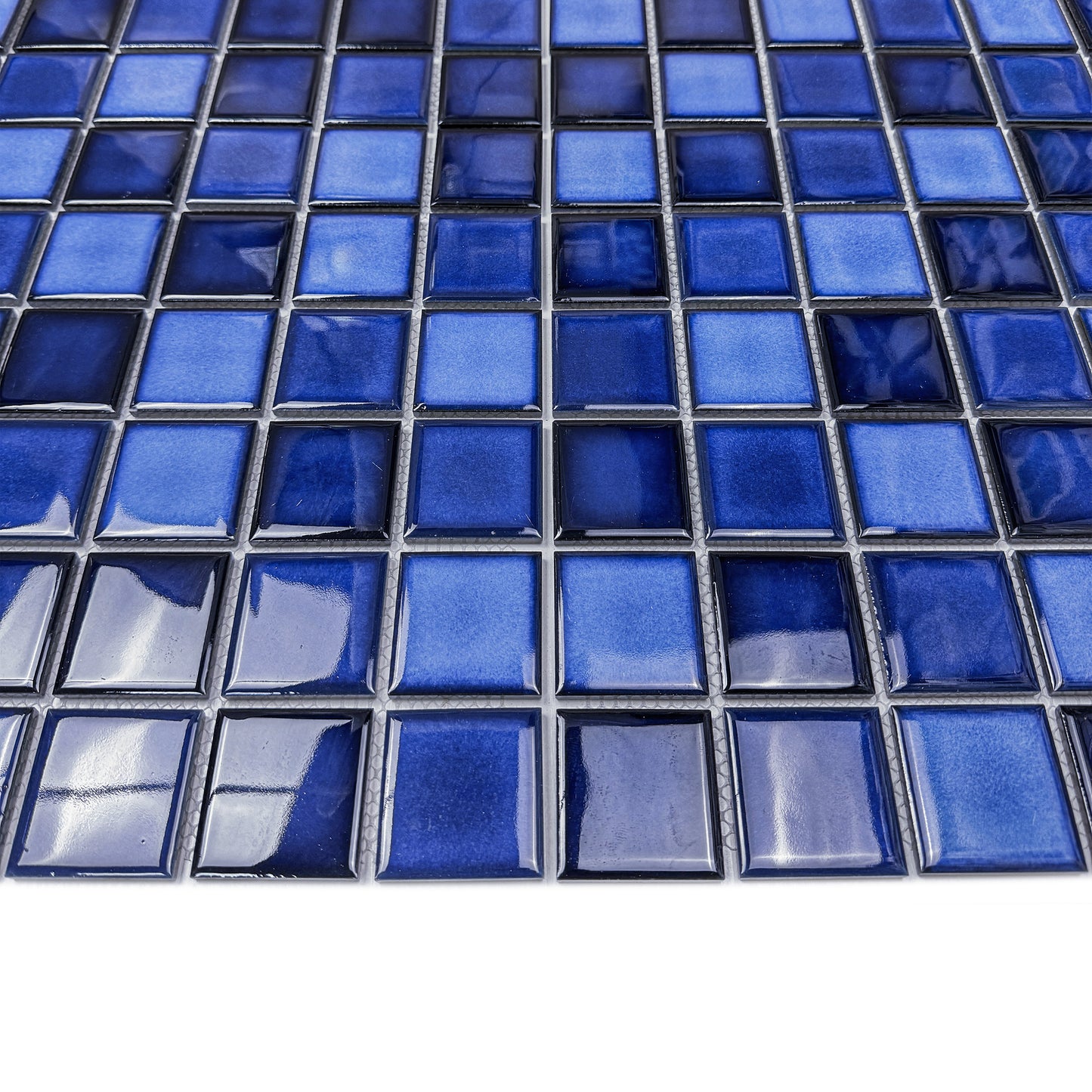 Midnight Splendor Series Sky Blue & Cobalt Blue & Prussian Blue Mixed Plain Design Crystalline Glazed Porcelain Mosaic