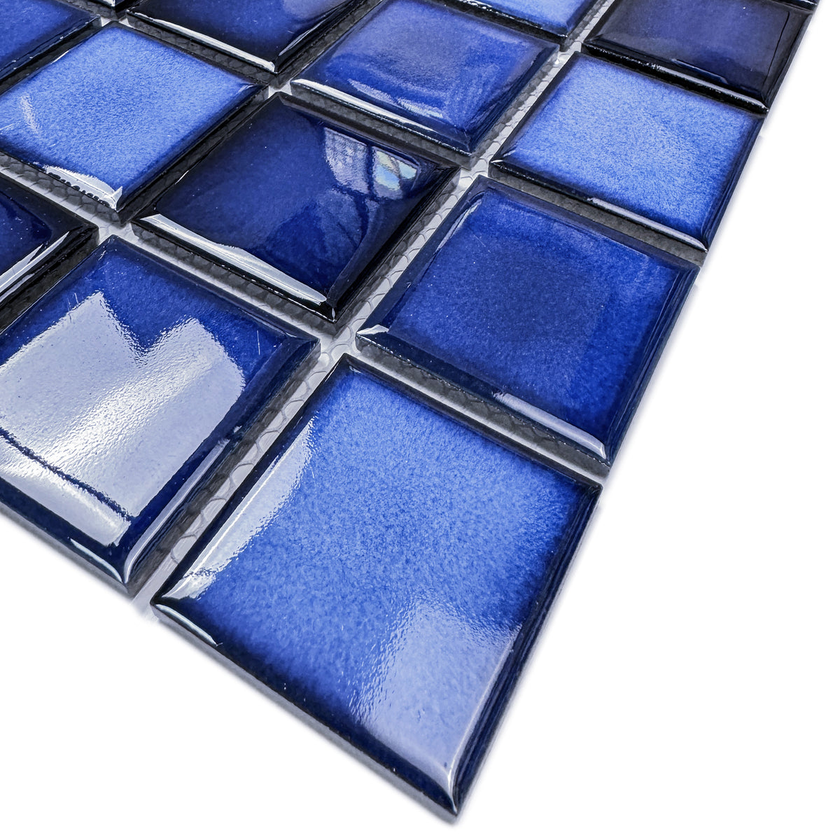 Midnight Splendor Series Sky Blue & Cobalt Blue & Prussian Blue Mixed Plain Design Crystalline Glazed Porcelain Mosaic