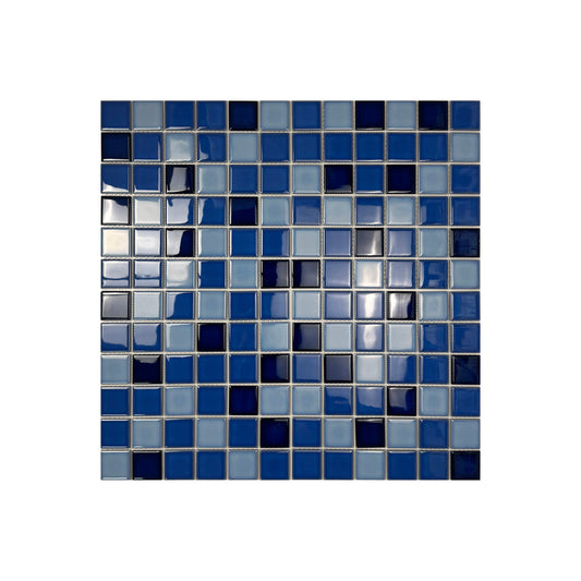 Midnight Splendor Series Powder Blue & Ultra Marine Blue & Midnight Blue Mixed Plain Design Crystalline Glazed Porcelain Mosaic