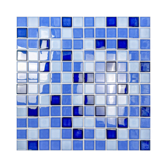 Midnight Splendor Series Powder Blue & Ultra Marine Blue & Midnight Blue Mixed Plain Design Crystalline Glazed Porcelain Mosaic