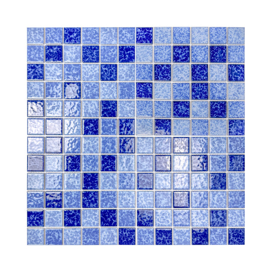 Midnight Splendor Series Sky Blue & Ultra Marine Blue & Navy Blue Mixed Lightning Texture Crystalline Glazed Porcelain Mosaic