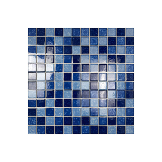 Midnight Splendor Series Sky Blue & Cobalt Blue & Prussian Blue Mixed Iced Flower Texture Crystalline Glazed Porcelain Mosaic