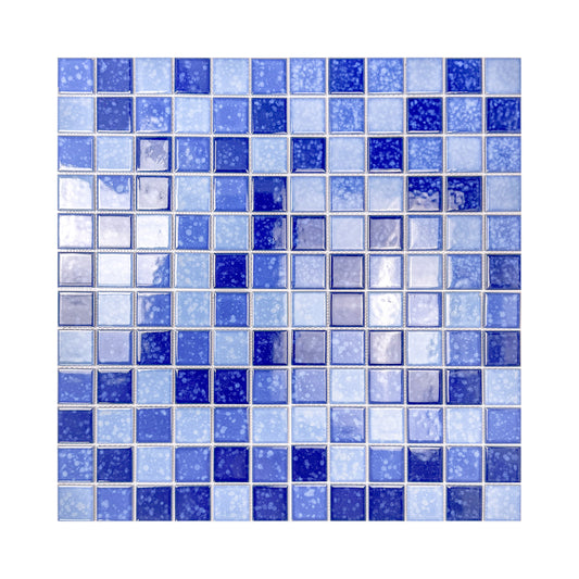 Midnight Splendor Series Sky Blue & Cobalt Blue & Prussian Blue Mixed Iced Flower Texture Crystalline Glazed Porcelain Mosaic