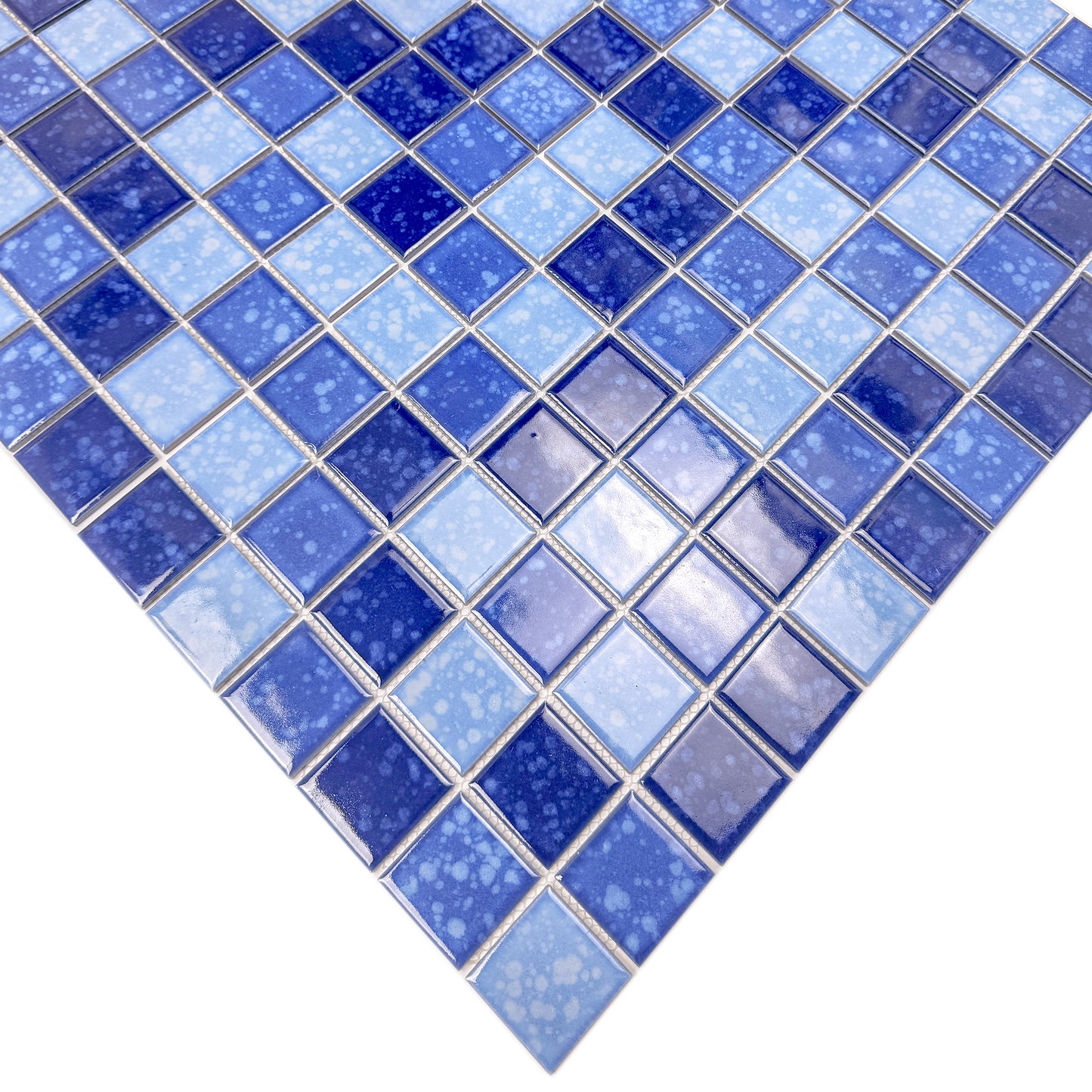 Midnight Splendor Series Sky Blue & Cobalt Blue & Prussian Blue Mixed Iced Flower Texture Crystalline Glazed Porcelain Mosaic