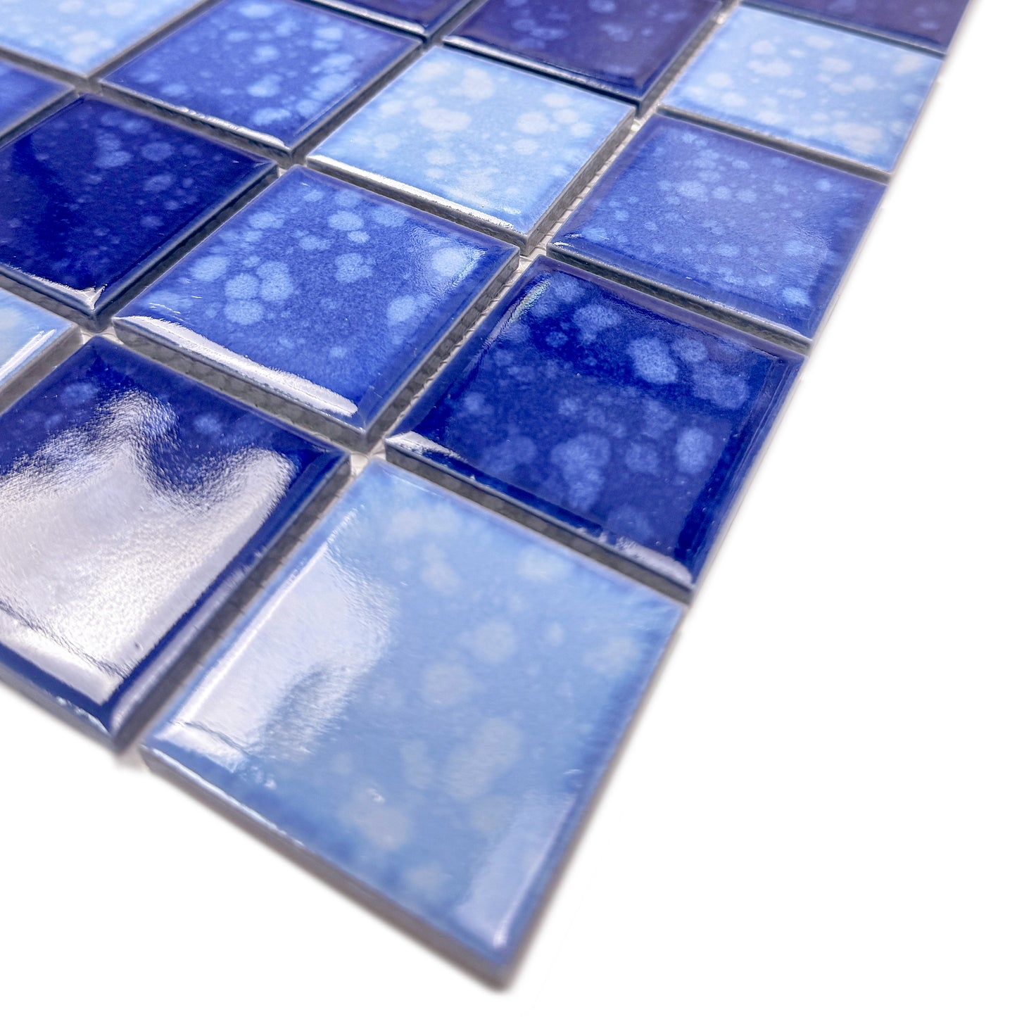 Midnight Splendor Series Sky Blue & Cobalt Blue & Prussian Blue Mixed Iced Flower Texture Crystalline Glazed Porcelain Mosaic