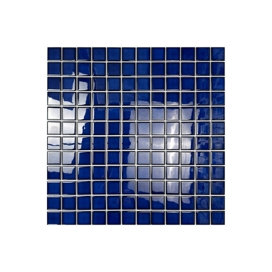 Midnight Splendor Series Navy Blue Plain Design Crystalline Glazed Porcelain Mosaic