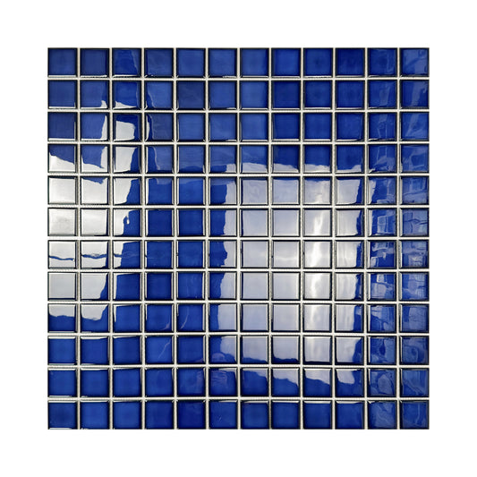 Midnight Splendor Series Navy Blue Plain Design Crystalline Glazed Porcelain Mosaic