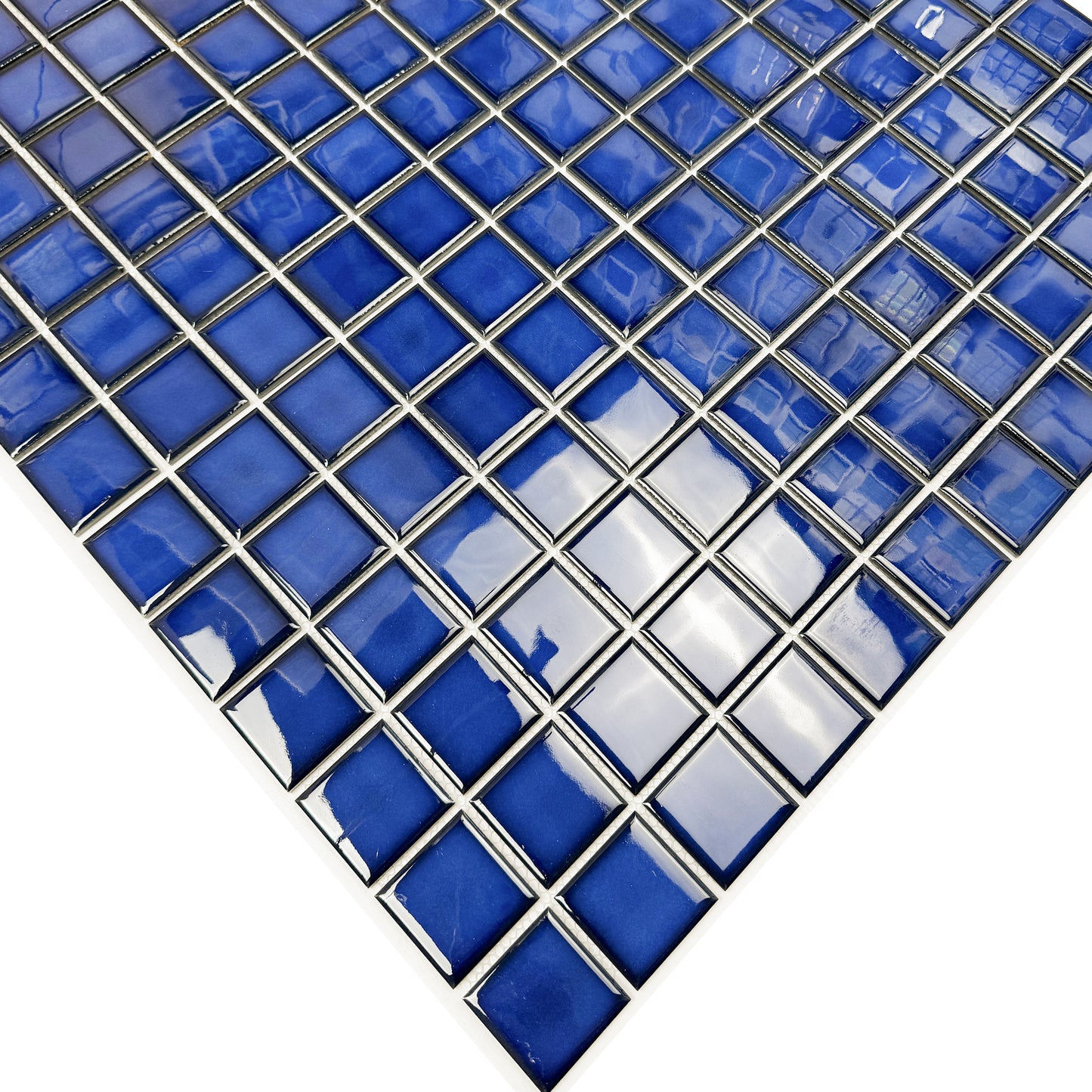 Midnight Splendor Series Navy Blue Plain Design Crystalline Glazed Porcelain Mosaic