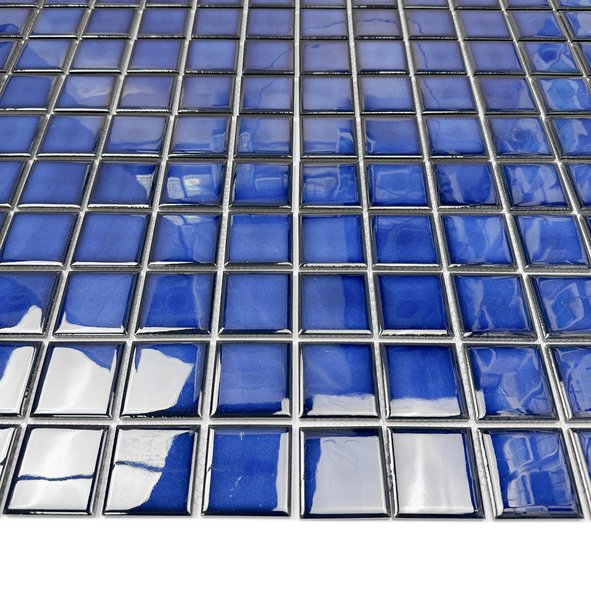 Midnight Splendor Series Navy Blue Plain Design Crystalline Glazed Porcelain Mosaic